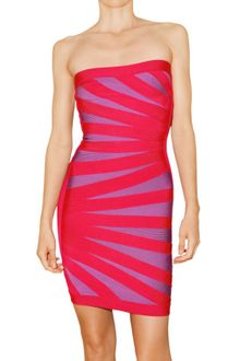 Hervé Léger Engineered Diagonal Banding Dress - Lyst