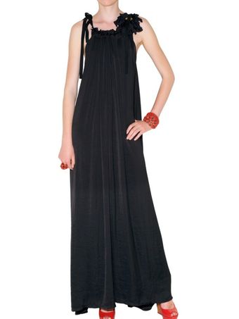 Lanvin Long Washed Techno Satin Dress - Lyst