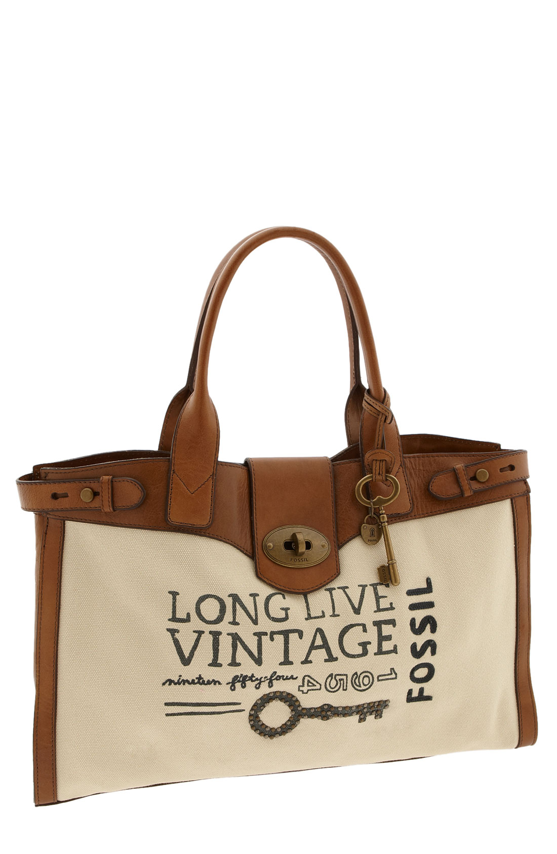 Fossil Long Live Vintage Canvas Weekender Bag in Brown (natural) | Lyst