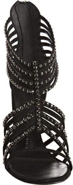 giuseppe zanotti black suede snake strap sandals