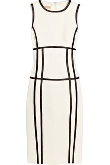 Michael Kors Leather-trimmed Bouclé-wool Dress - Lyst