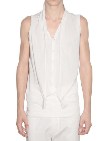 Ann Demeulemeester Cotton Jersey Cardigan Vest - Lyst