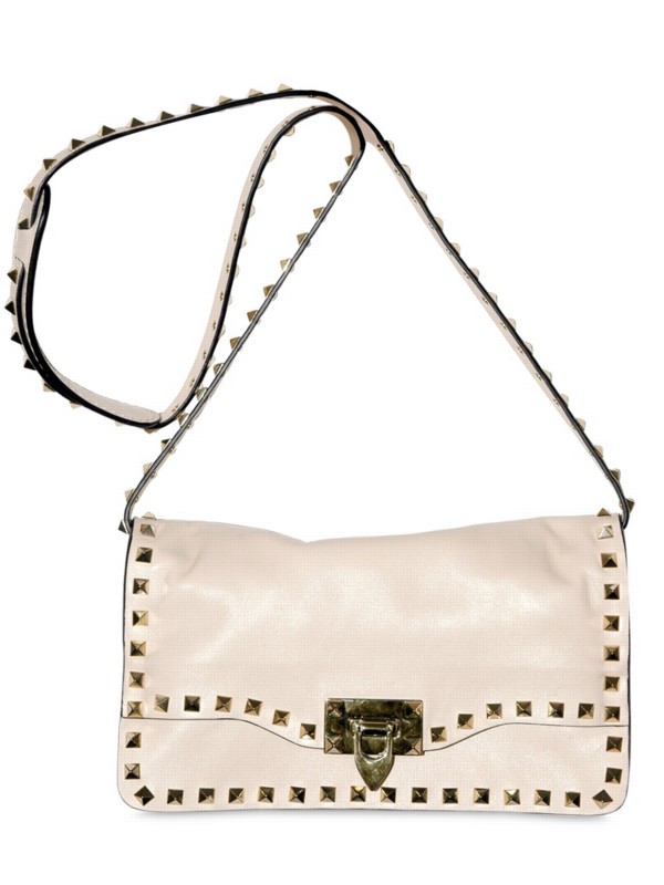 Valentino Calfskin Studded Crossbody Shoulder Bag in White (ivory) Lyst