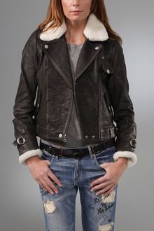 Madewell Ava Leather Biker Jacket with Shearling Collar - Lyst