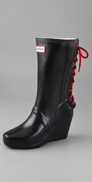 hunter leather lace up boots