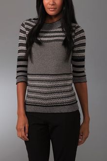 Lela Rose 3/4 Sleeve Crew Neck Sweater - Lyst