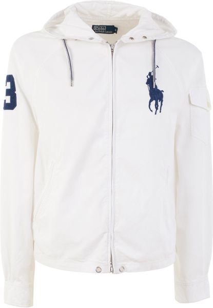 Polo Ralph Lauren Hooded Zip-through Jacket in White for Men | Lyst