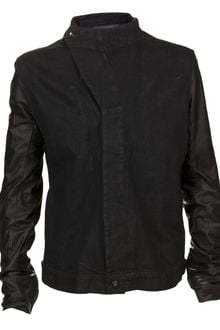 DRKSHDW by Rick Owens Leather Sleeve Denim Jacket - Lyst