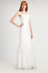 Theia Silk Organza Rosette Strapless Gown