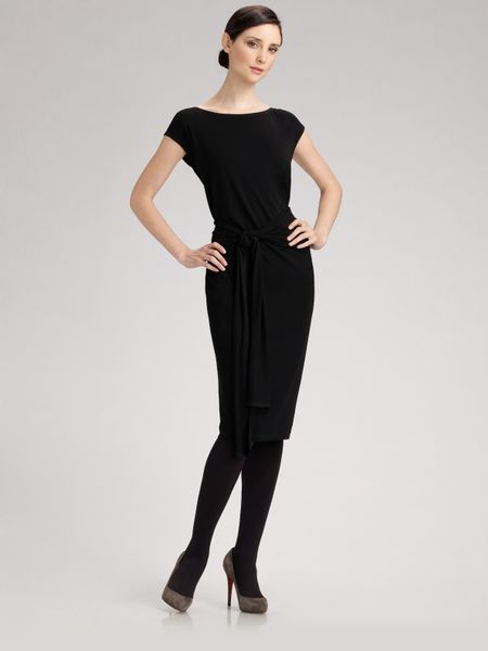 Donna Karan New York Matte Jersey Capsleeve Dress in Black - Lyst