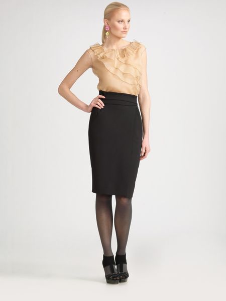 Oscar De La Renta Sleeveless Silk Organza Blouse in Beige (nude) - Lyst