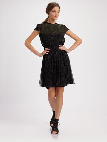 Proenza Schouler Thread Embroidered Crinkle Chiffon Dress - Lyst