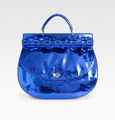 Versace Hinge Flap Satchel in Blue - Lyst