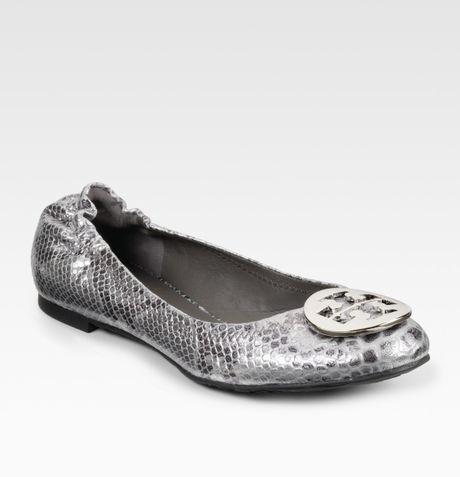 tory burch silver metallic flats