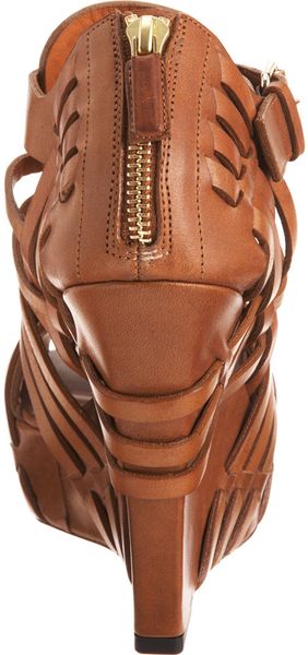 Givenchy Corinne Woven Leather Wedge Sandals in Brown (tan) | Lyst