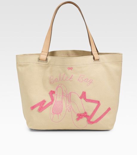 Anya Hindmarch Small Canvas Ballet Tote in Beige | Lyst