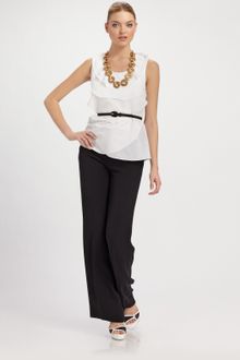 Oscar de la Renta Cotton/linen Ruffle Blouse - Lyst