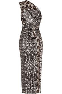 Aminaka Wilmont Printed Silk One-shoulder Dress - Lyst