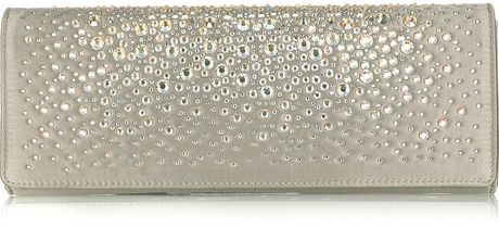 Gucci Broadway Crystalembellished Silksatin Clutch in Silver (taupe) - Lyst