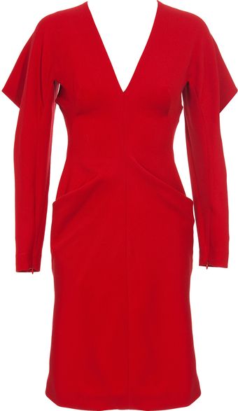 Alexander McQueen Tuck Shoulder Dress - Lyst