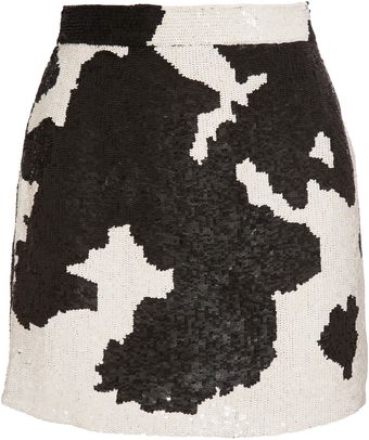 Ashish Sequin Cow Hide Mini-skirt - Lyst