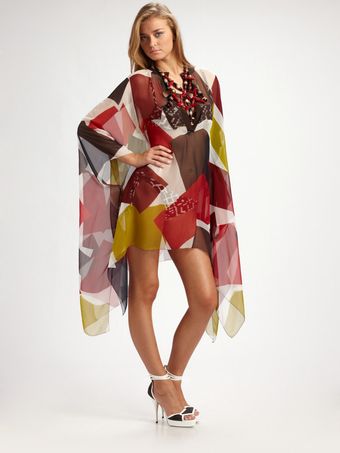 Oscar de la Renta Draped Silk Chiffon Coverup - Lyst