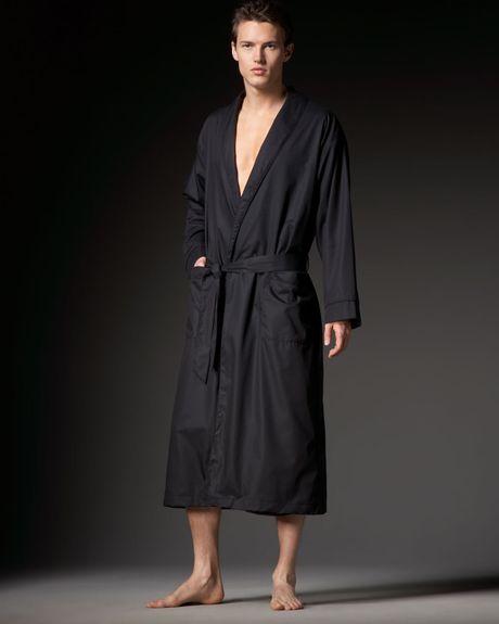 Hanro Society Wrap Robe in Gray for Men (graphite) - Lyst