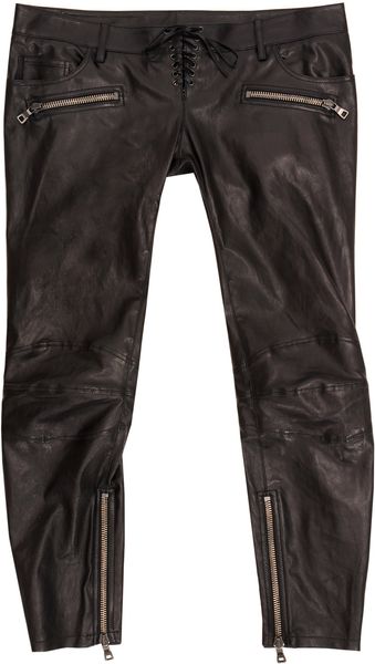  Leather Trousers with Stud Panels 