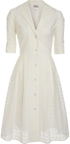 Barneys New York Eyelet Shirtwaist Dress - Lyst