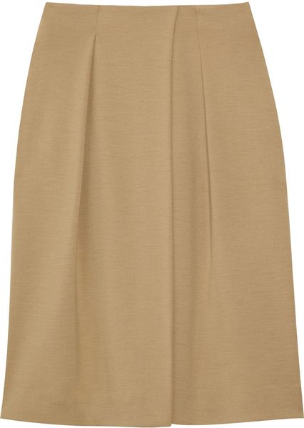 Chloé Aline Pleated Wool Skirt in Beige (camel) - Lyst