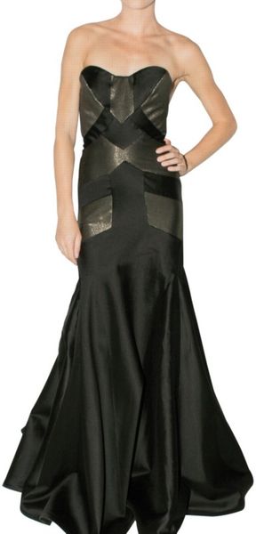 Guishem Long Geometric Satin and Lurex Dress - Lyst