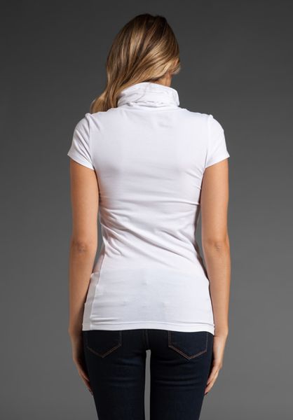 white short sleeve turtleneck top
