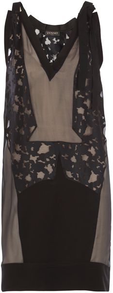 Vionnet Black Sheer Dappled Silk Dress in Black - Lyst