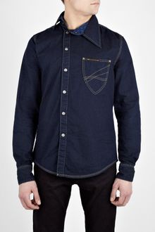 Vivienne Westwood Anglomania Navy Denim Assymetrical Ossie Clark Shirt - Lyst