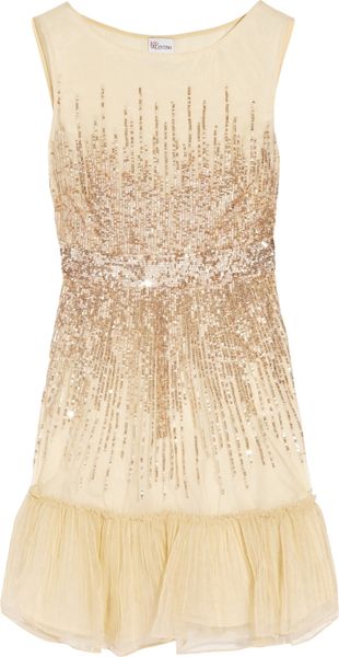 Red Valentino Sequinembellished Tulle Dress in Pink (cream)
