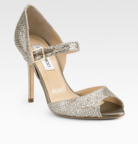 Jimmy Choo Lace Glitter Mary Jane Pumps in Gold (champagne glitter fabric) - Lyst