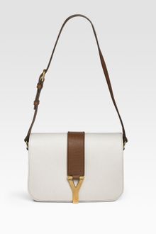 Yves Saint Laurent Chyc Canvas and Leather Flap Bag - Lyst