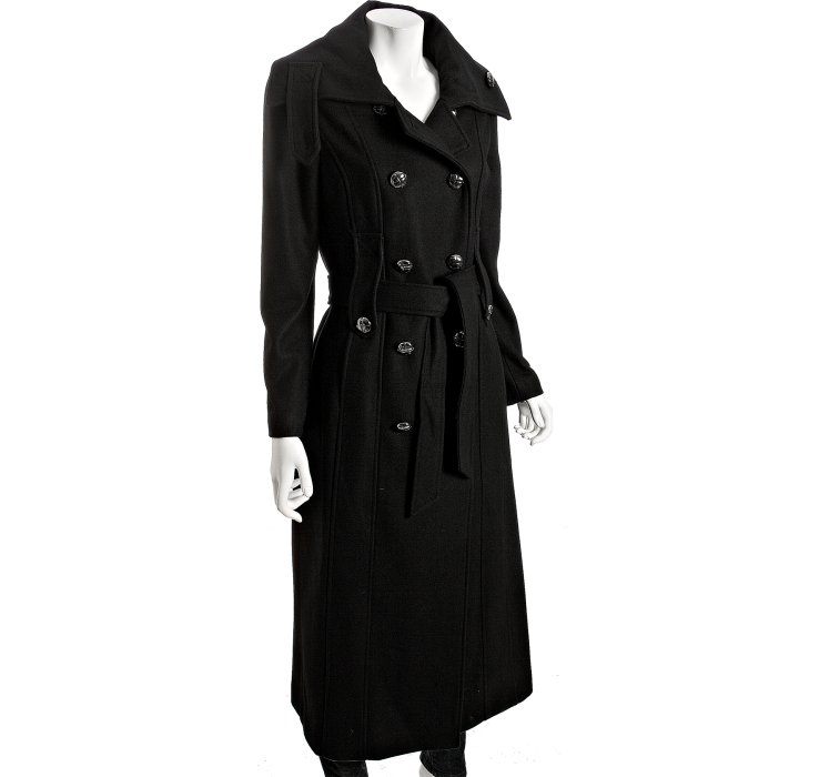 Calvin Klein Black Wool Blend Full Length Military Coat in Black Lyst