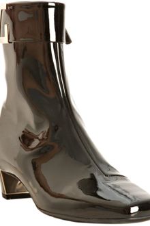 Gucci Black Patent Leather Square Toe Ankle Boots - Lyst