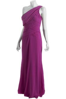 Nicole Miller Magenta Stretch Silk Draped One Shoulder Gown - Lyst