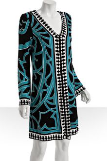 Nicole Miller Teal Astrolabe Jersey V-neck Tunic Dress - Lyst