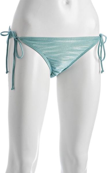 Shoshanna Turquoise Metallic String Bikini Bottoms In Blue Turquoise