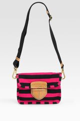 Prada Striped Canvas Flap Bag