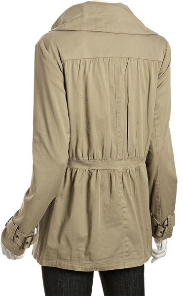 Miss Sixty Safari Khaki Stretch Cotton Hooded Cinched Waist Anorak in Green (khaki) | Lyst