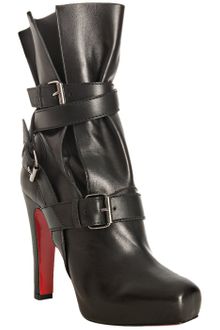 Christian Louboutin Black Leather Guerriere 120 Wrapped Boots - Lyst