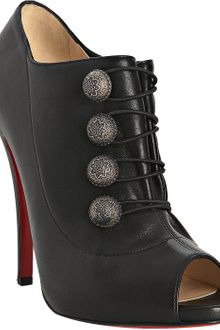 Christian Louboutin Black Leather Roman 120 Button Detail Booties - Lyst