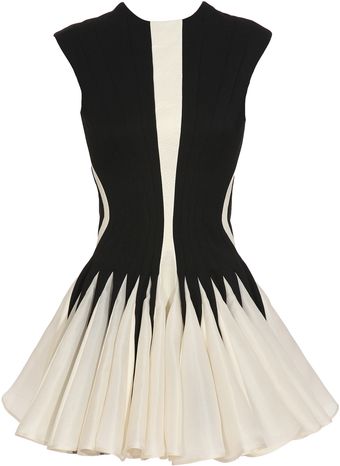  Wool, Silk and Leather Dress with Skater Skirt 
