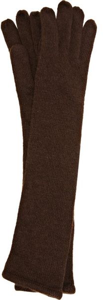 Portolano Chocolate Cashmere Elbow Length Gloves in Brown (chocolate) - Lyst