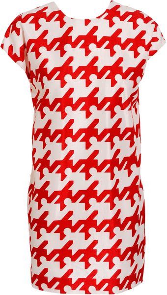 Woven Dress with Enlarged Houndstooth-print 