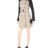 Burberry Prorsum Leather and Cotton Trench Coat in Beige - Lyst